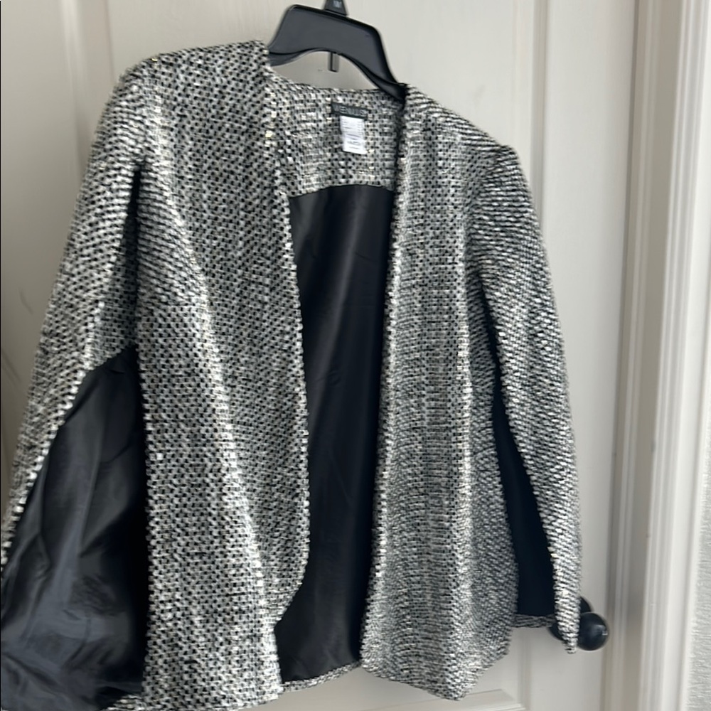 Chico's Black and White Open Front Jacket